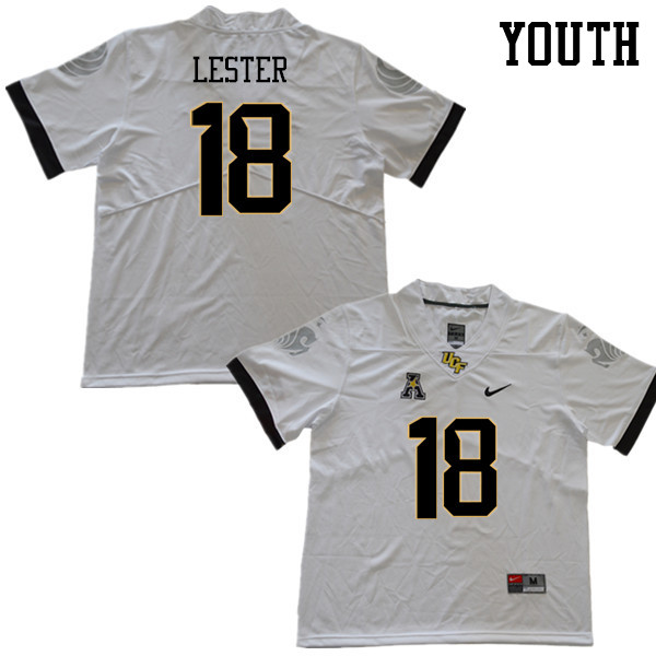 Youth #18 Dyllon Lester UCF Knights College Football Jerseys Sale-White - Click Image to Close